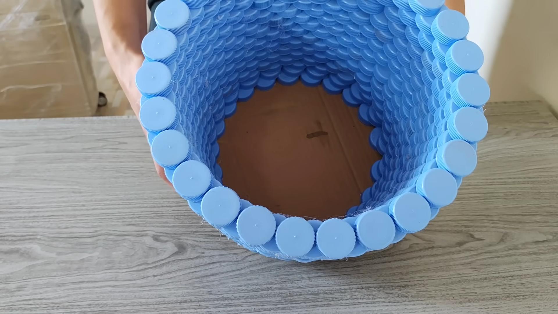 DIY Laundry Basket from Bottle Caps
